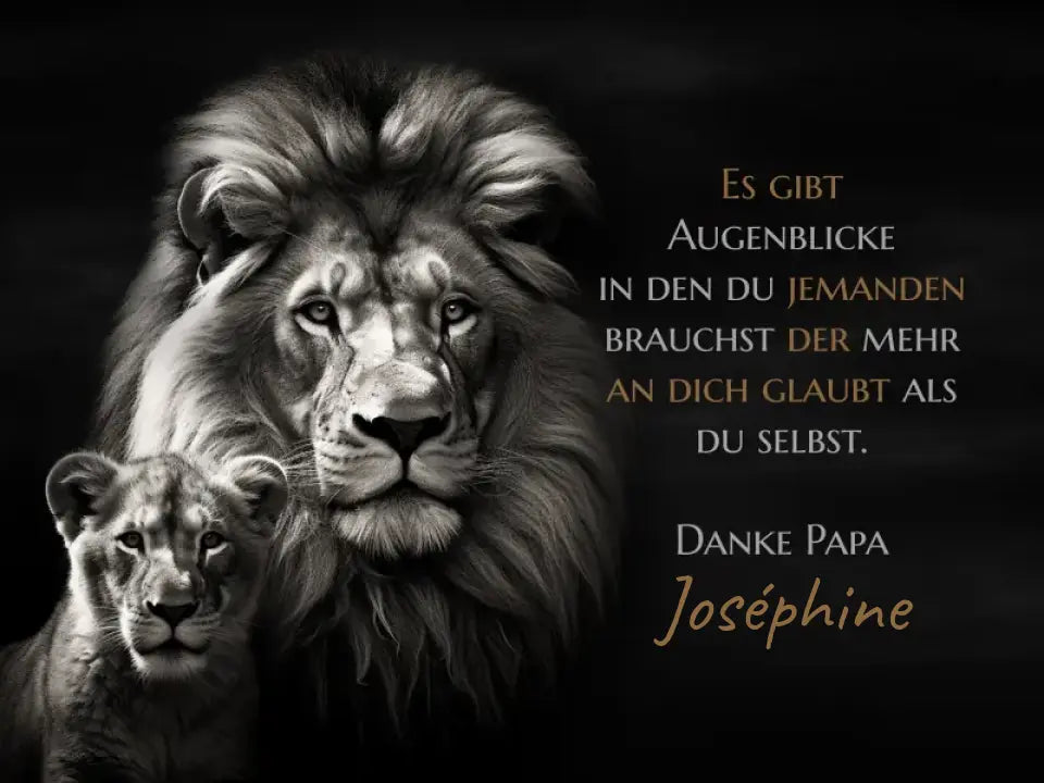 "Löwenpapa & Kind" auf Poster/Leinwand
