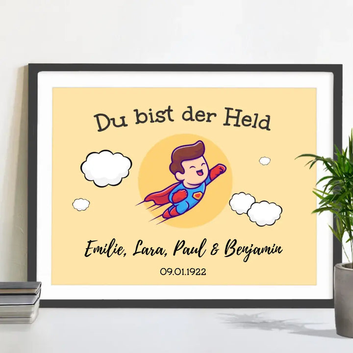 "Papa der Held" auf Poster/Leinwand