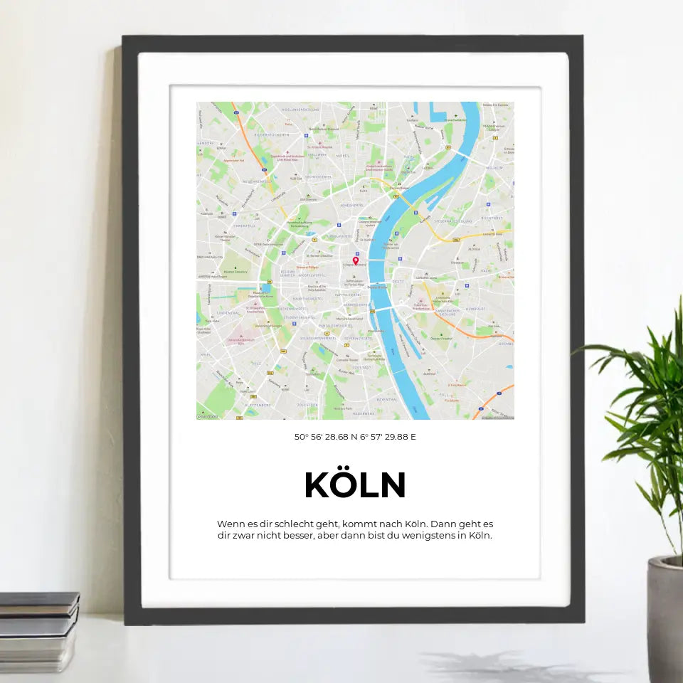 Personalisierte Stadtkarte "Köln" auf Poster/Leinwand