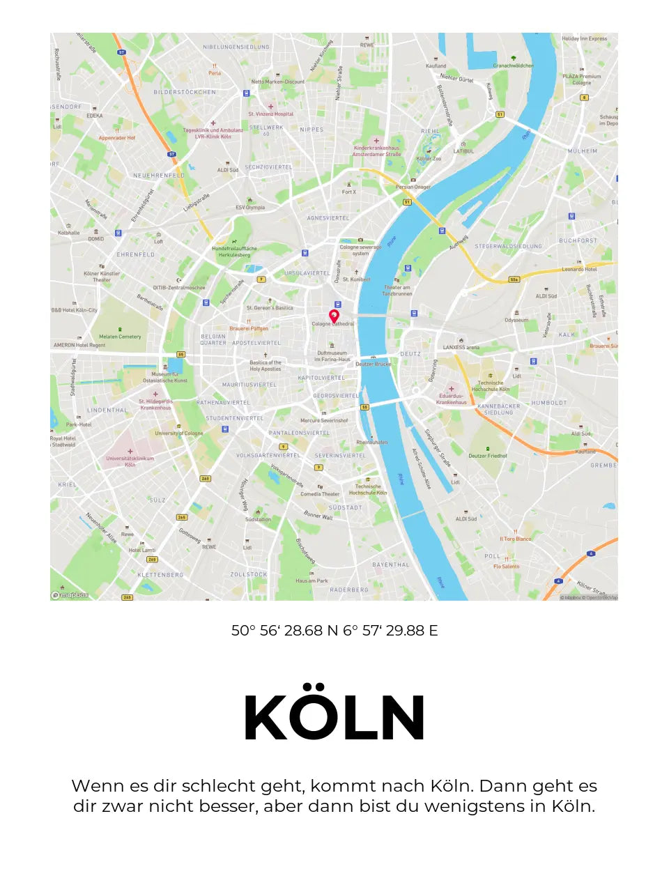 Personalisierte Stadtkarte "Köln" auf Poster/Leinwand