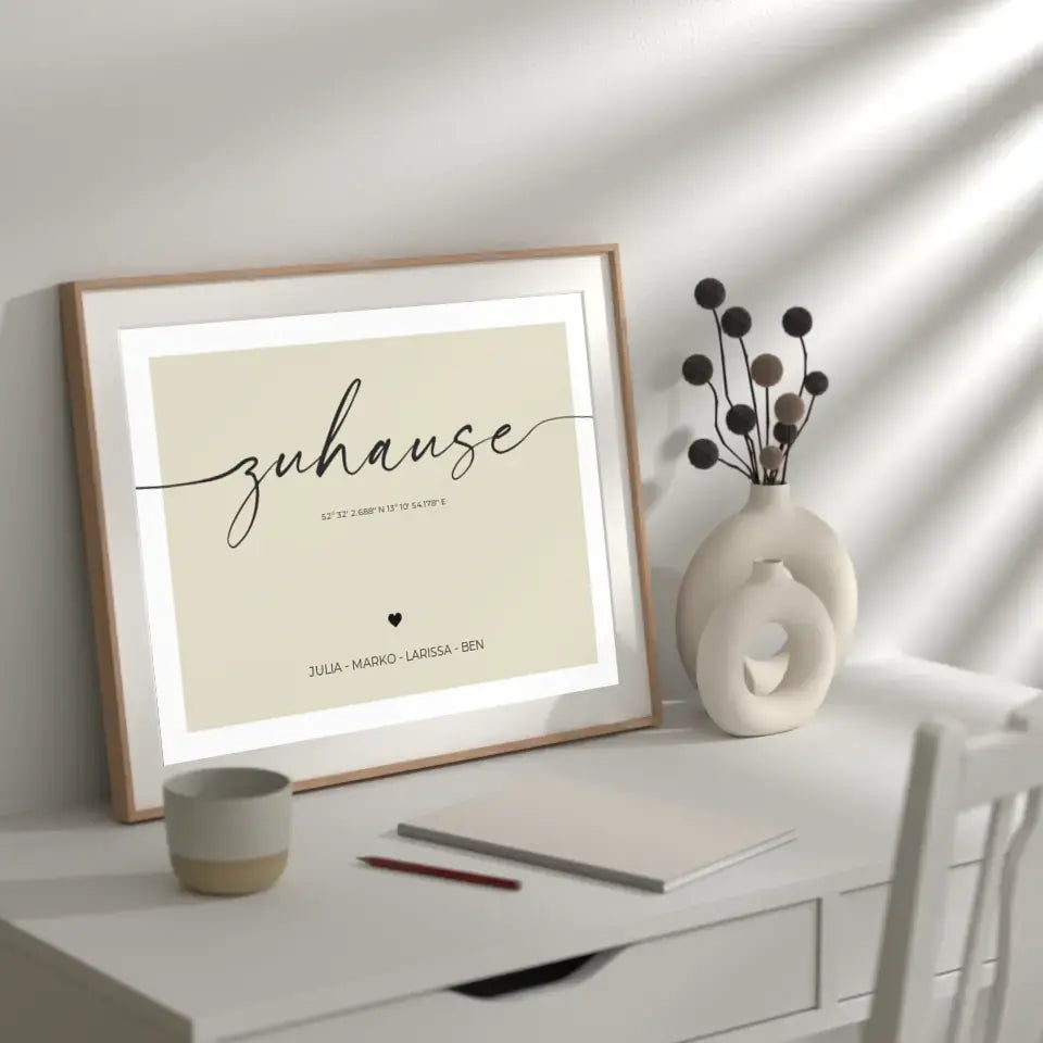 "Zuhause" Poster/Leinwand personalisiert