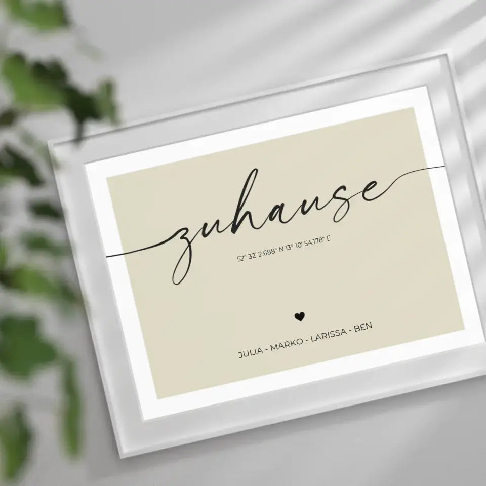 "Zuhause" Poster/Leinwand personalisiert